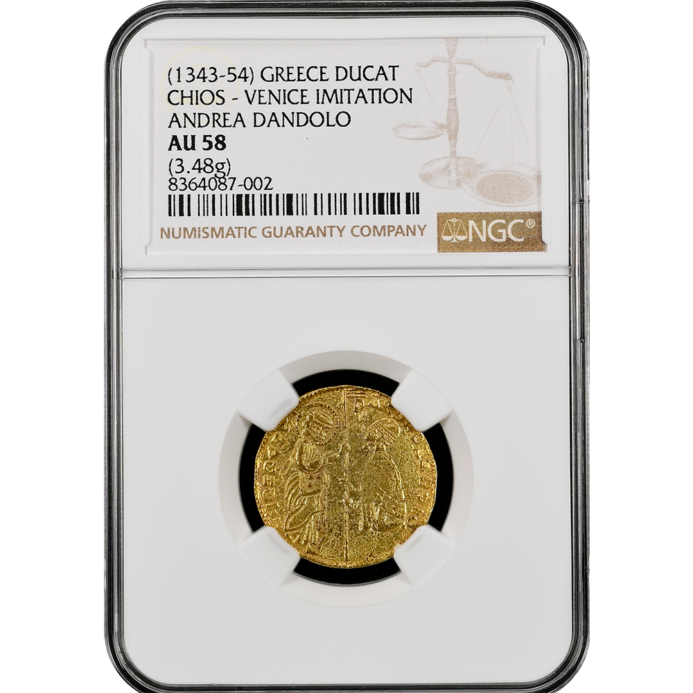 1343-54 Greece Ducat Chios Venice Imitation Andrea Dandolo NGC AU 58