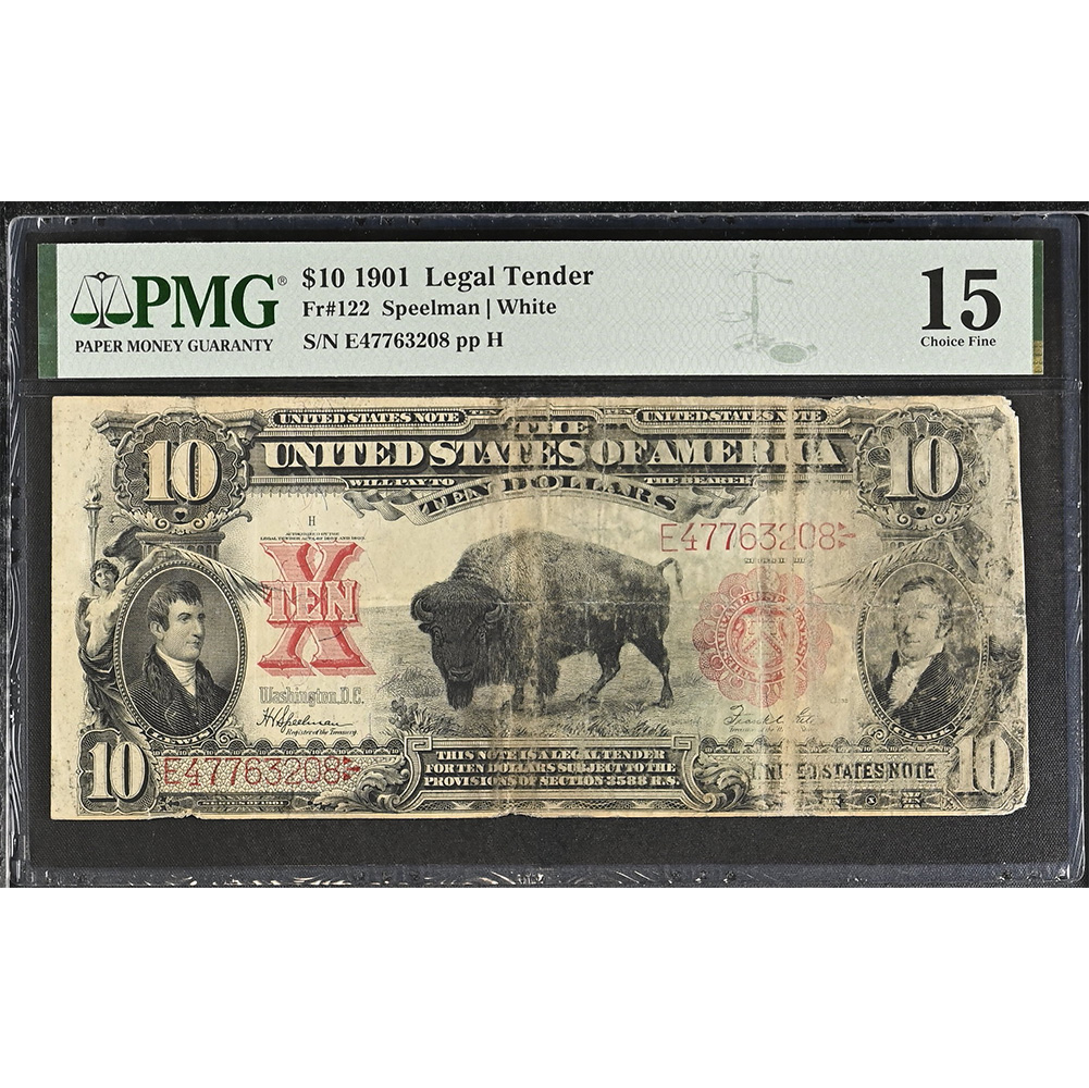 1901 $10 Legal Tender Fr#122 PMG Choice 15 Fine