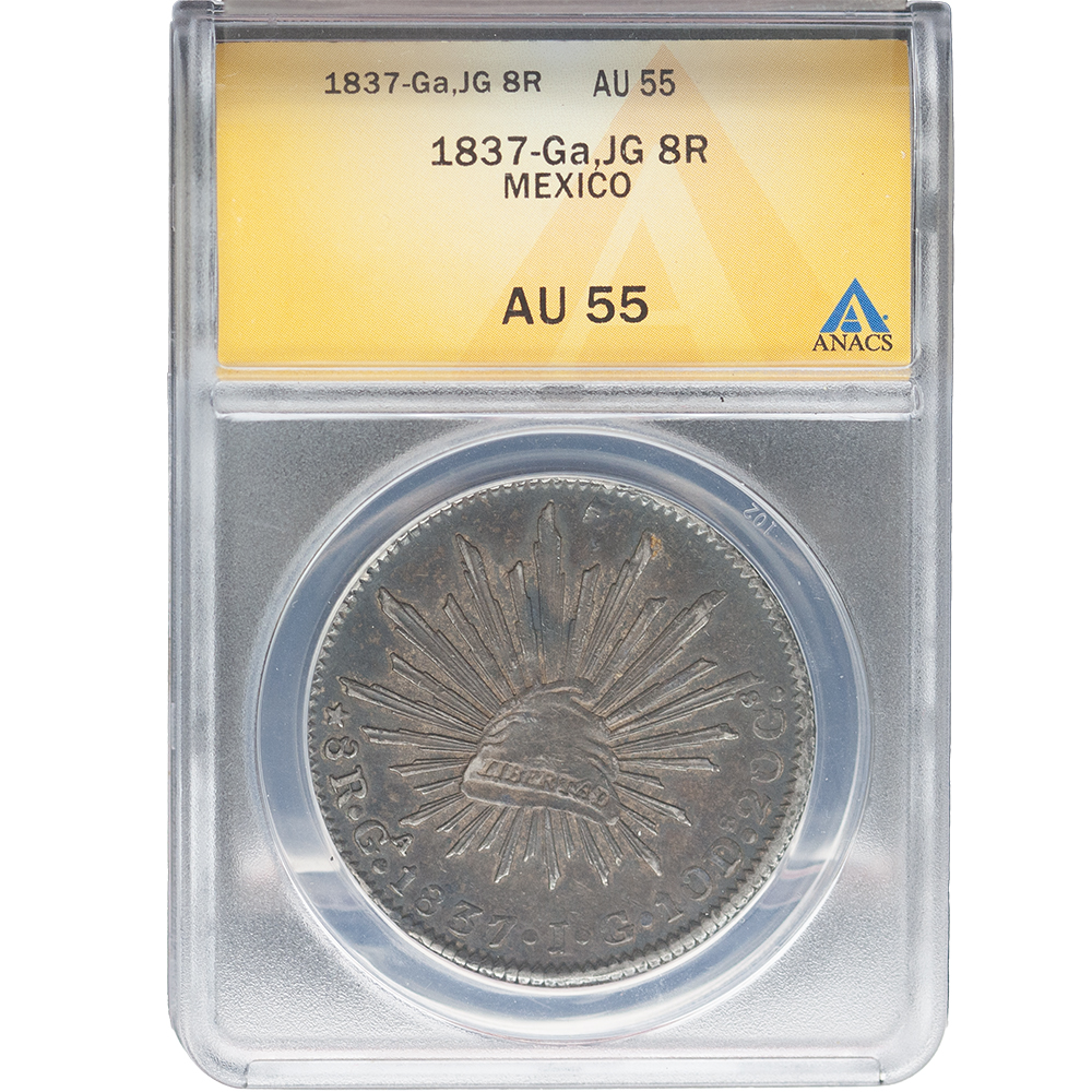 1837-Ga JG Mexico 8 Reales Guadalajara Mint ANACS AU 55
