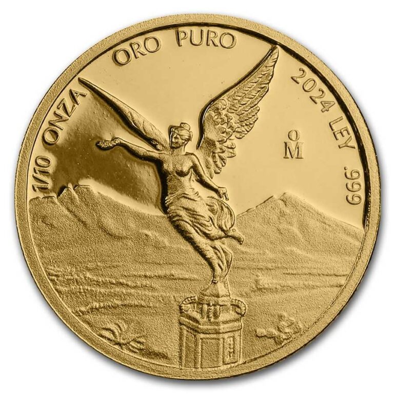 2024 Mexican 1/10 oz Gold Libertad coin featuring Winged Victory