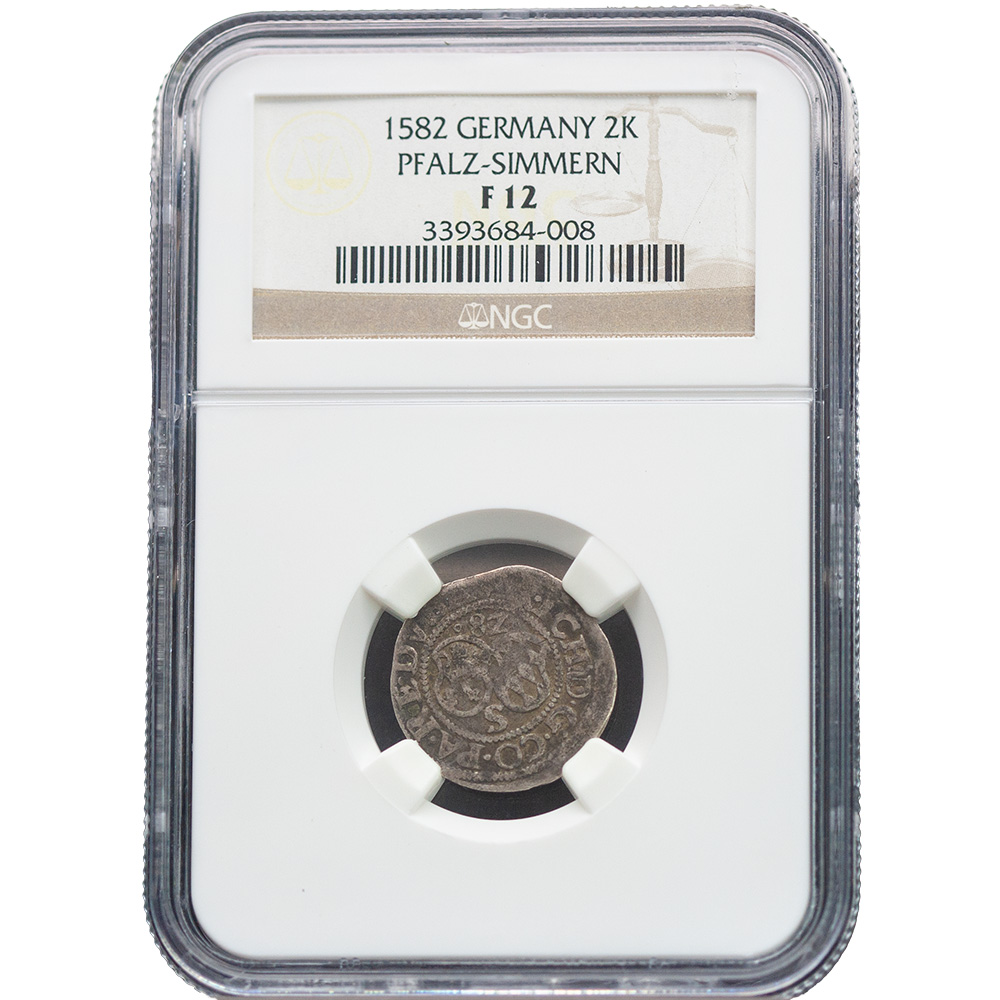 1582 Germany 2 Kreuzer Pflaz-Simmern NGC Fine 12