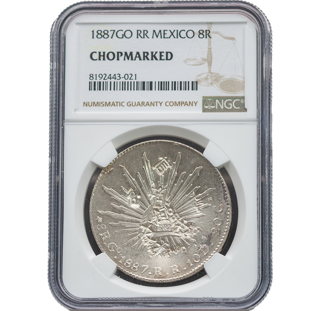 1887-GO|RR Mexico 8 Reales NGC Chopmarked