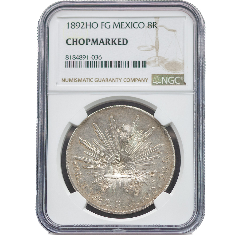 1892-HO|FG Mexico 8 Reales NGC Chopmarked