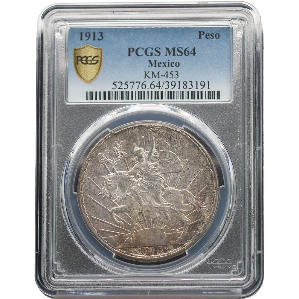 1913 Mexico Peso PCGS MS 64