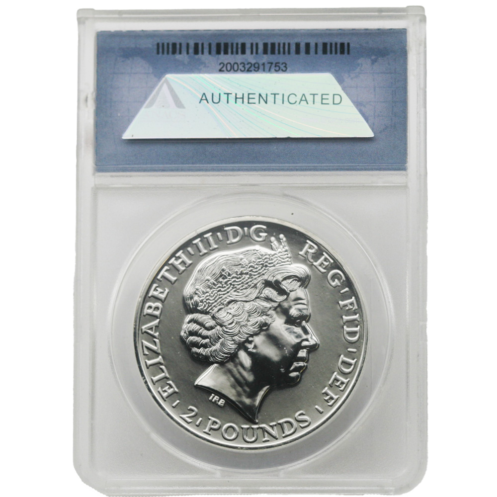 2011 £2 Great Britain Silver Britannia 1 oz ANACS MS70 - Image 2