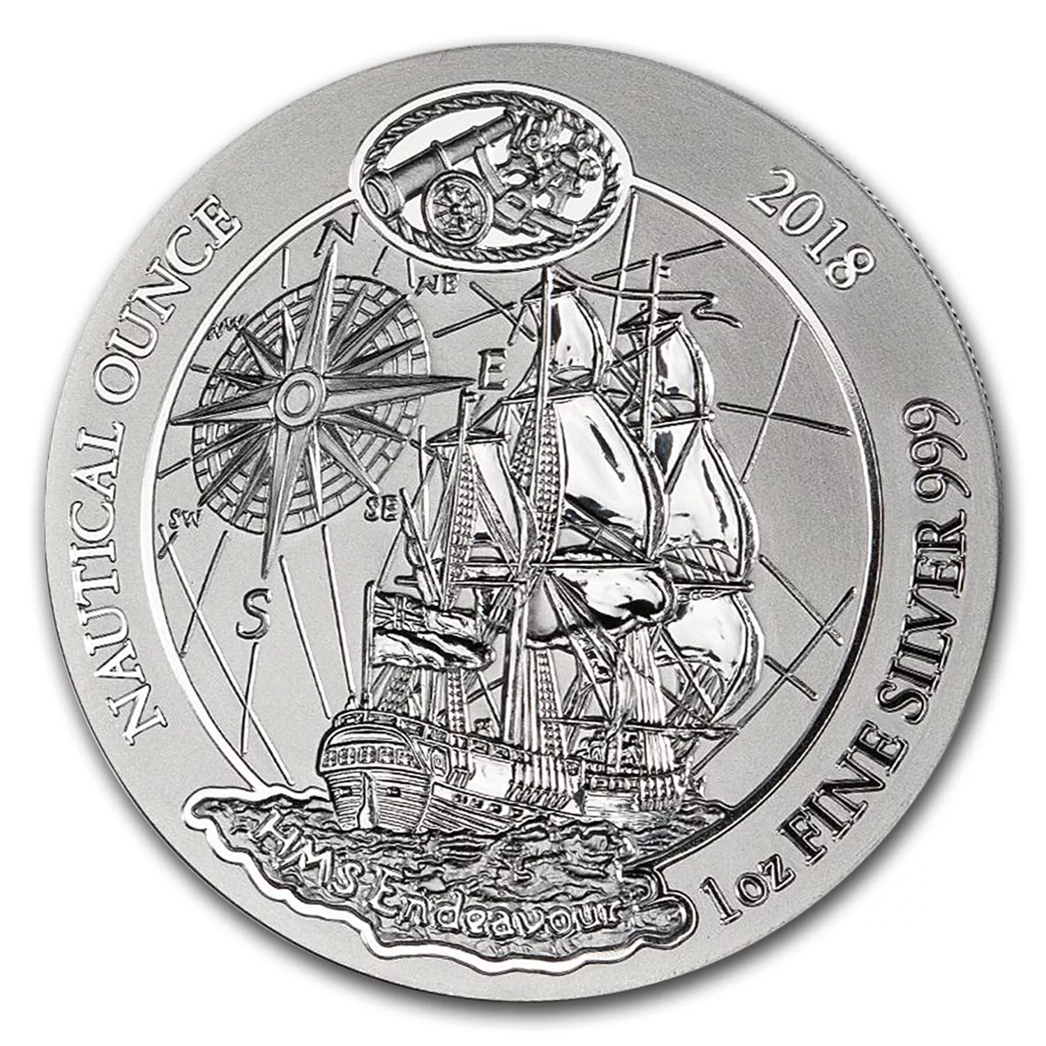 2018 Rwanda 1 oz Silver Nautical Ounce Endeavour BU