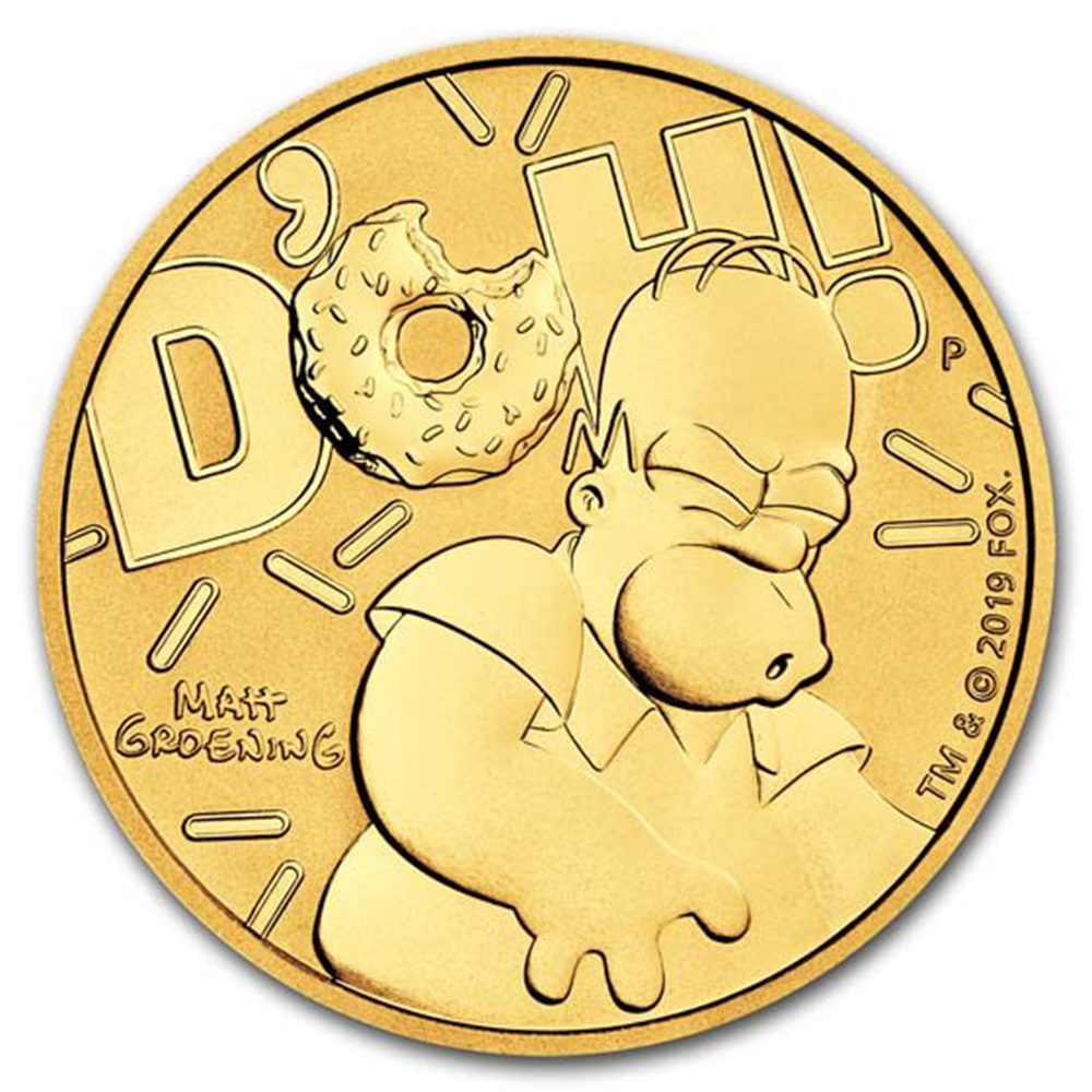 2020 Tuvalu 1 oz Gold The Simpsons: Homer BU in Card Packaging