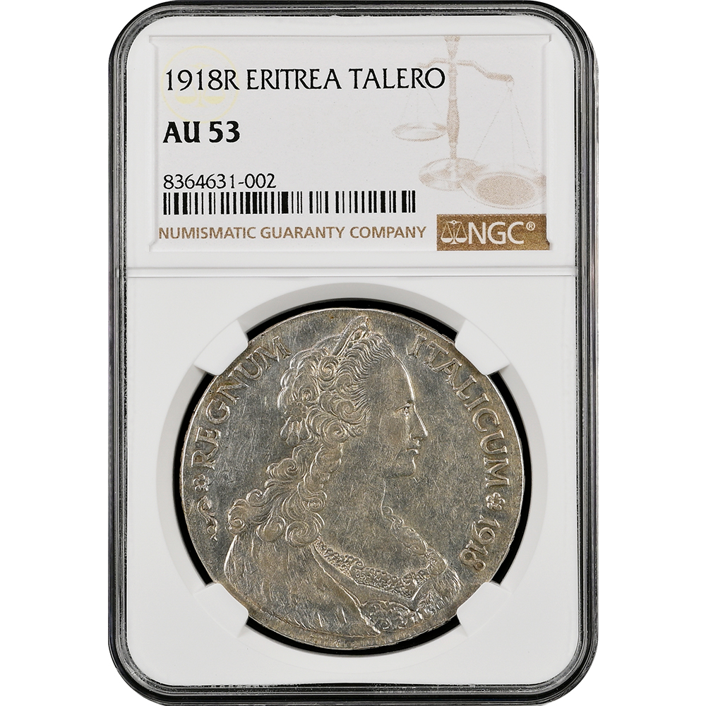 1918-R Italy Eritrea Silver Tallero NGC AU-53