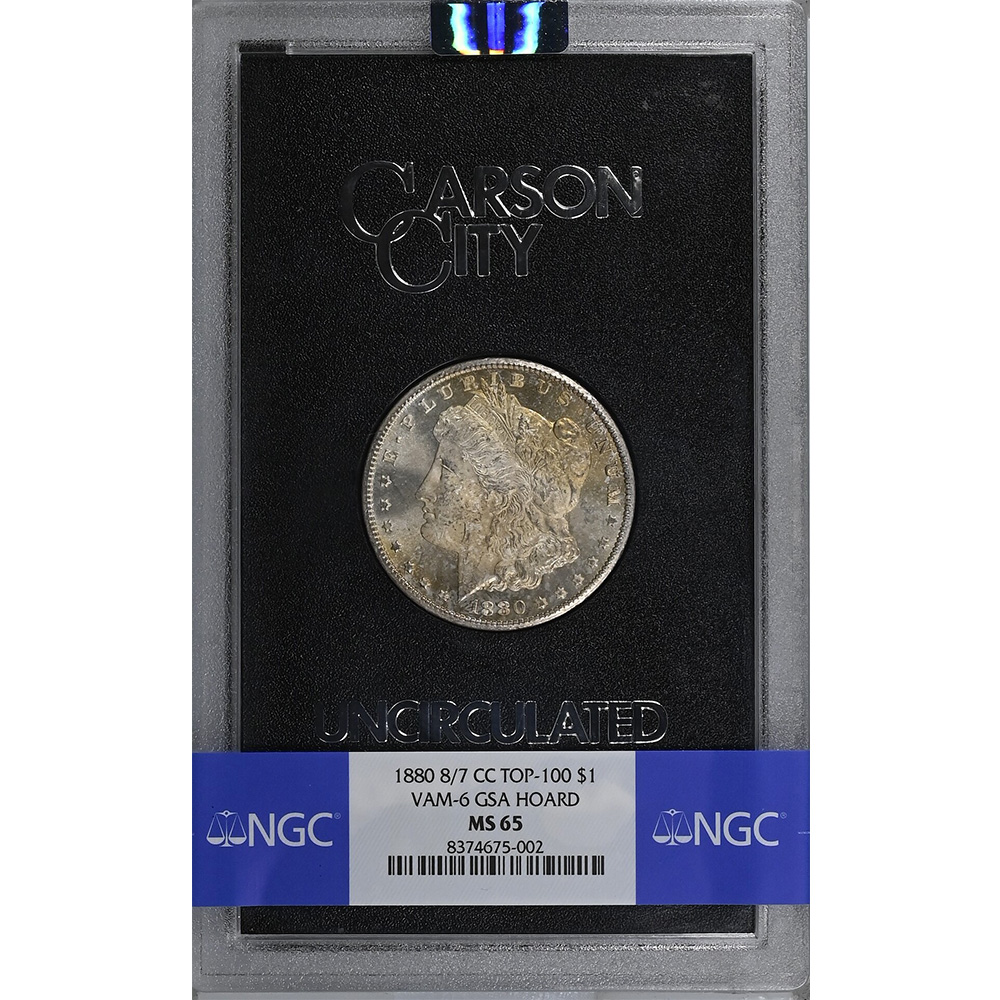 1880 8/7 CC Vam-6 $1 Morgan Dollar NGC MS65 GSA Hoard Coin