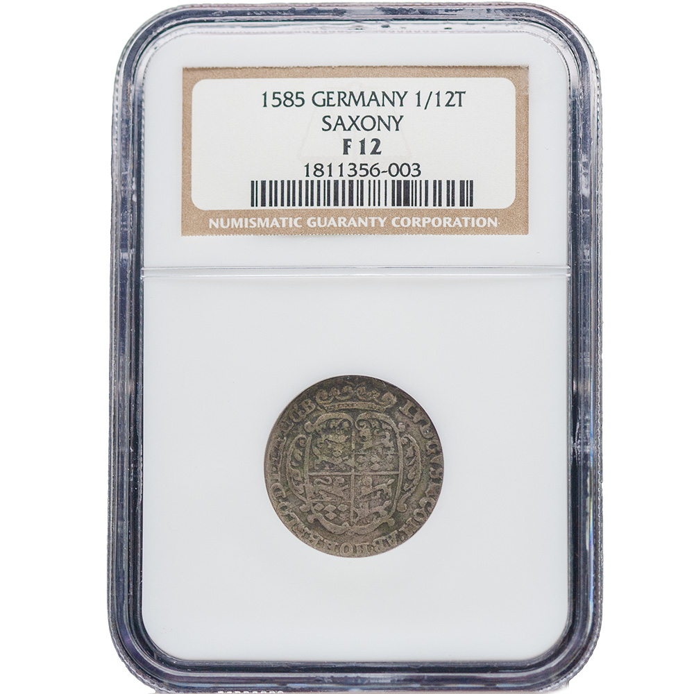 1585 Germany 1⁄12 Thaler Saxony NGC Fine 12