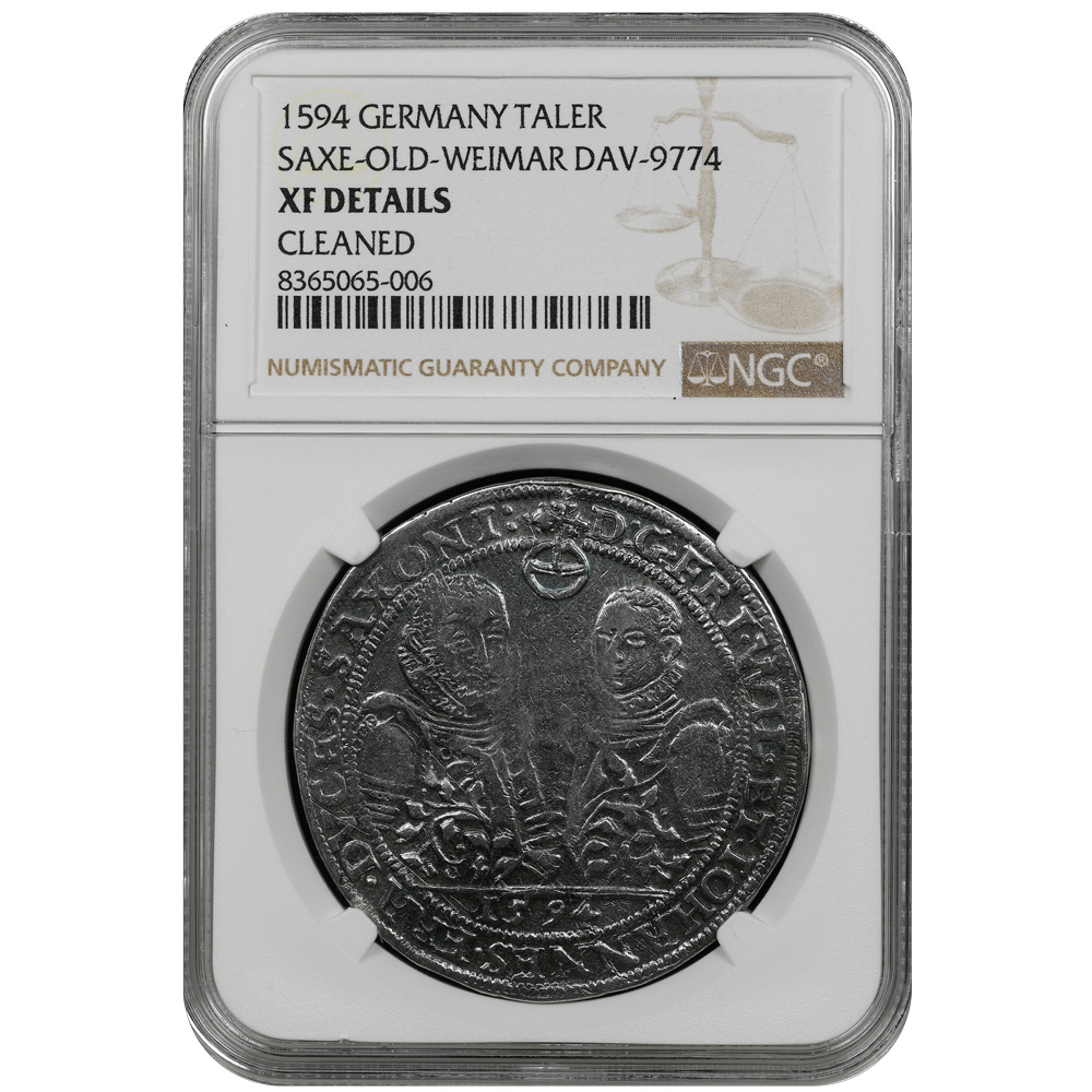 1594 Germany Taler Saxe Old Weimar Dav-9774 NGC XF Details