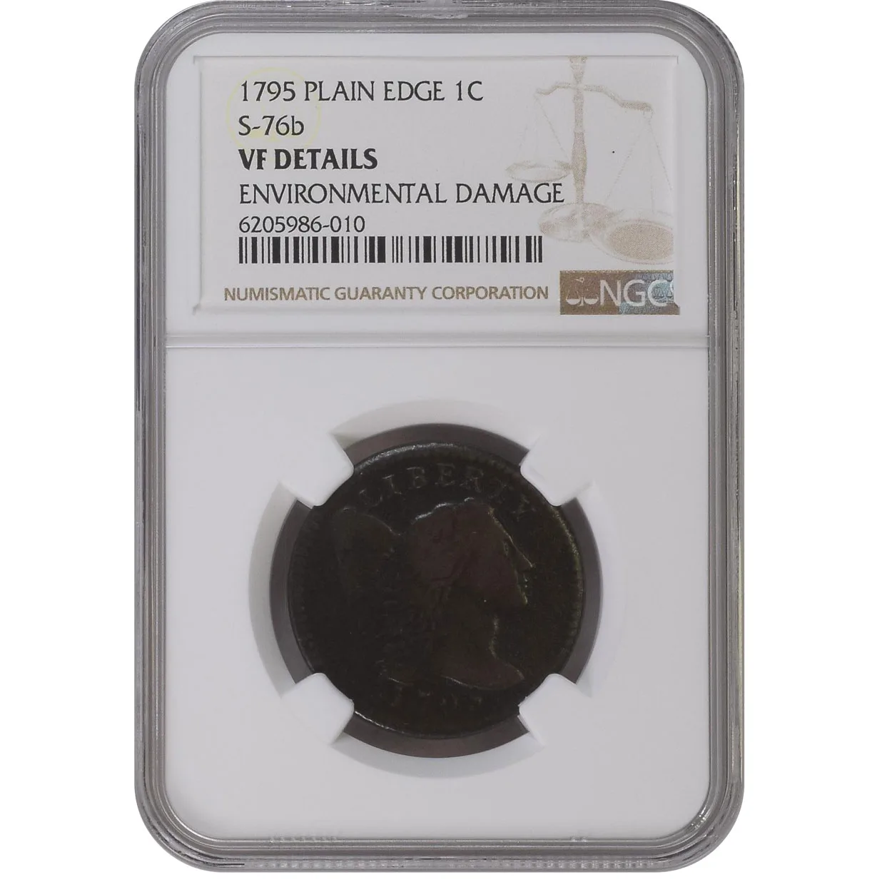1795 1C Flowing Hair Large Cent NGC VF Details