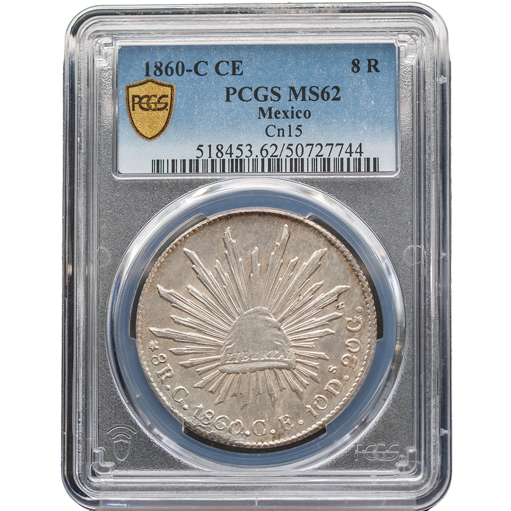 1860-C CE Mexico 8 Reales PCGS MS62 Cn15