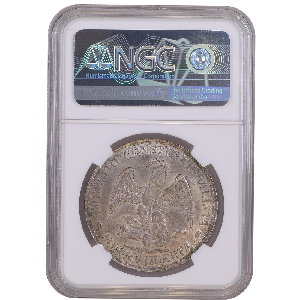 1914 Mexico Peso Muera Huerta Durango NGC AU 58