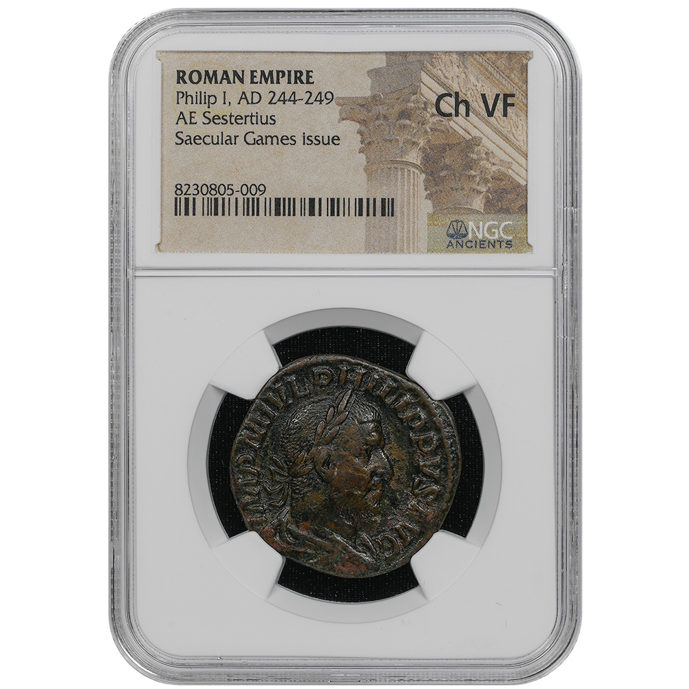 Roman Empire Phillip I Saecular Games Issue AE Sestertius AD 244-49 NGC CH VF
