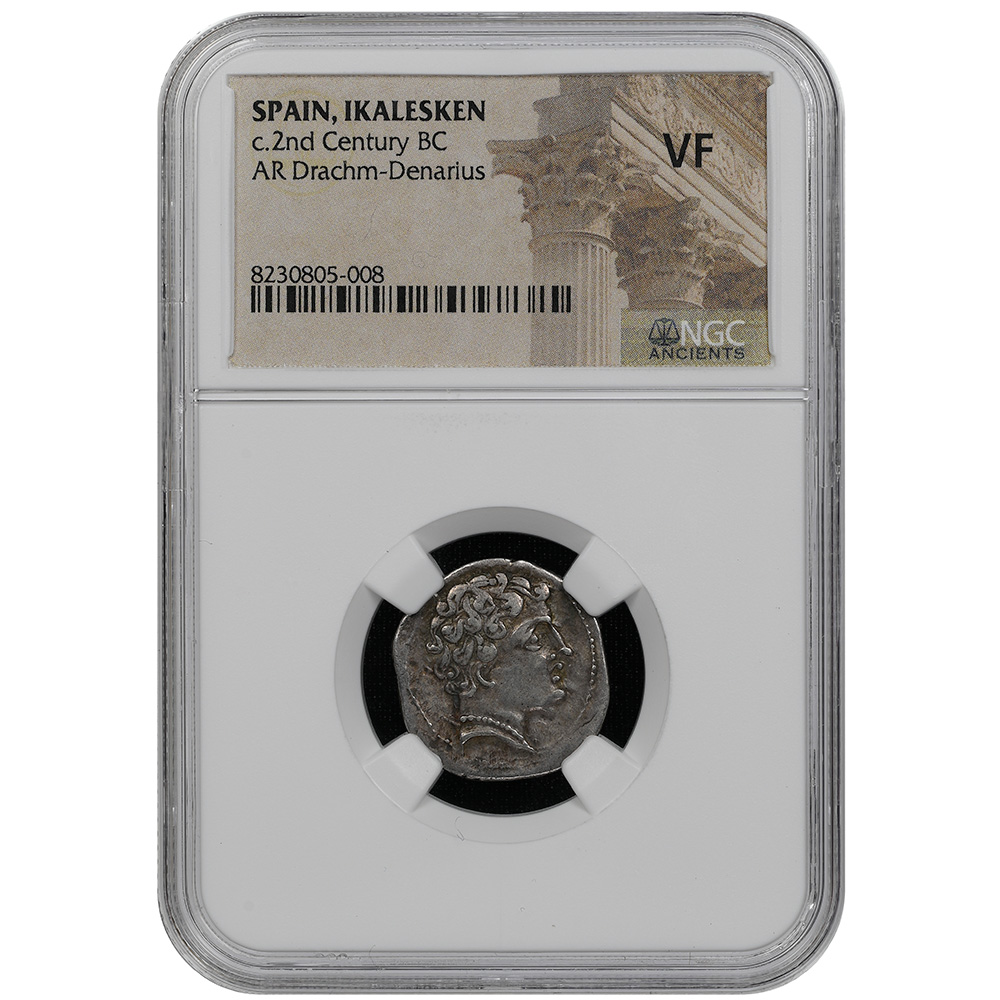 c.2nd Century BC Spain Ikalesken AR Drachm-Denarius NGC VF