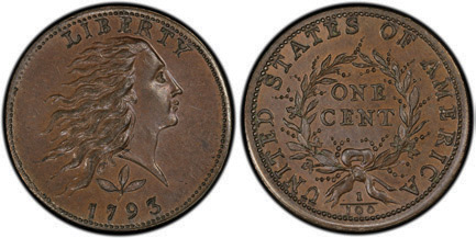 large-cents-chain-wreath-reverse-flowing-hair Large Cents (Chain & Wreath Reverse) - Flowing Hair