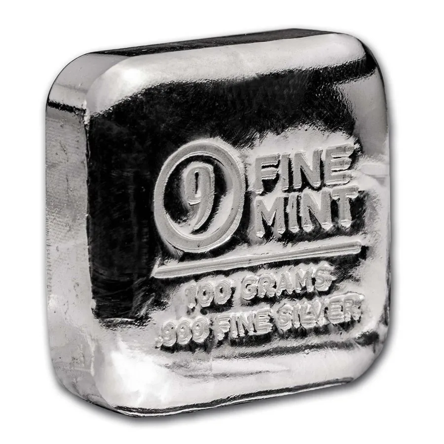100 gram Cast-Poured Silver Bar- 9Fine Mint - Image 2