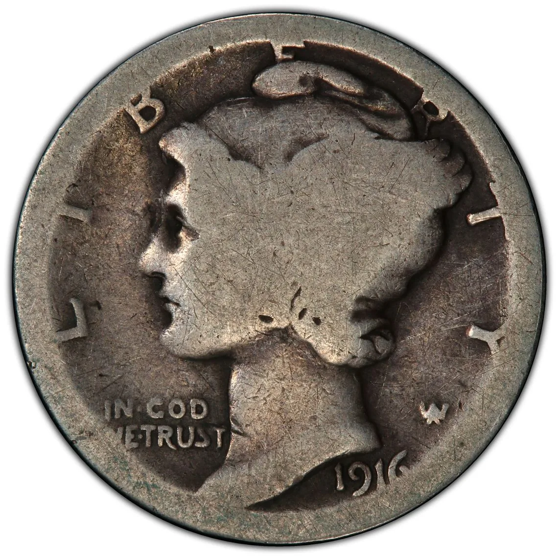 1916-D 10C Mercury Dime PCGS AG 03