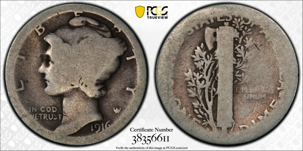 1916-D 10C Mercury Dime PCGS AG 03 - Image 2