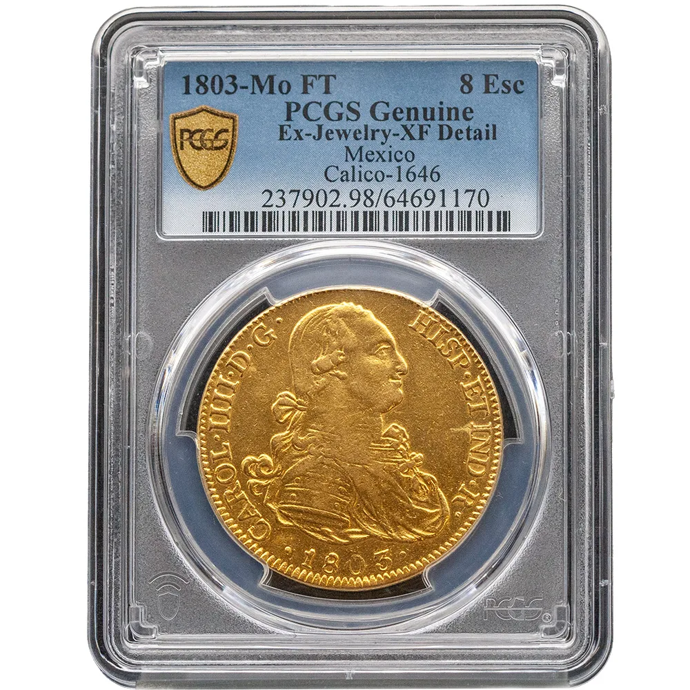 1803-Mo FT Mexico 8 Escudo PCGS XF Detail