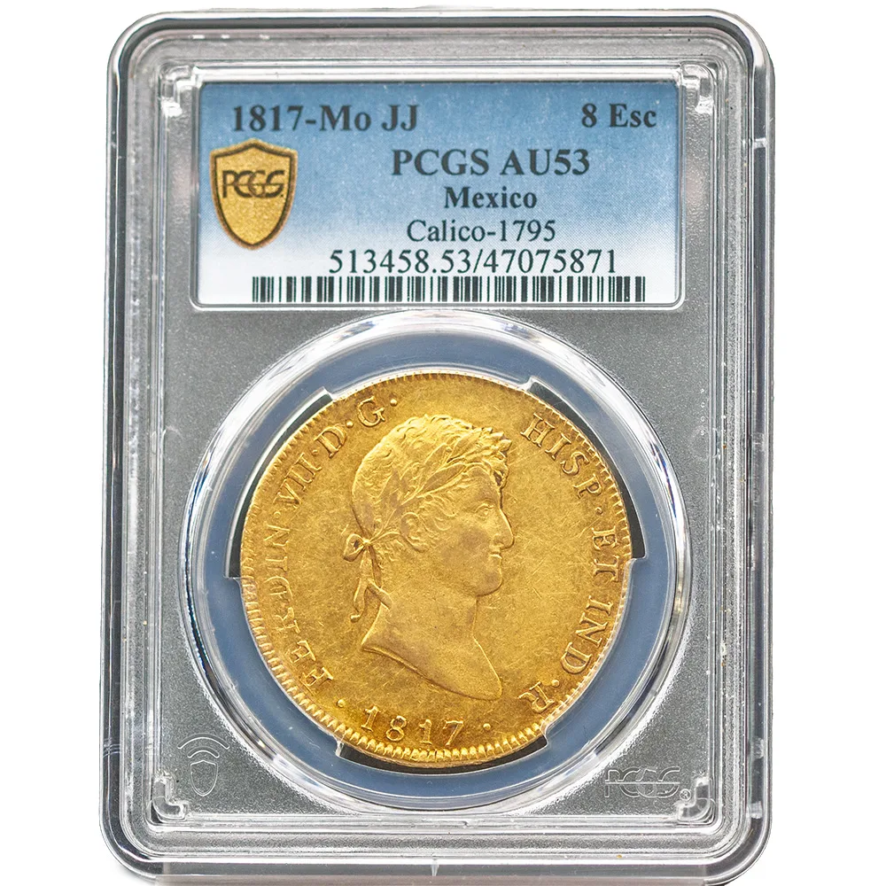 1817-Mo JJ Mexico 8 Escudo PCGS AU 53