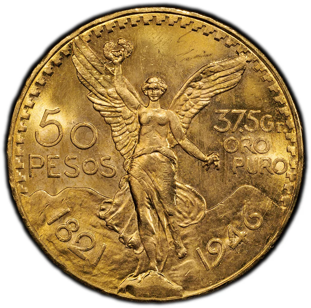 1946 50 Pesos Gold Centenario PCGS MS 65