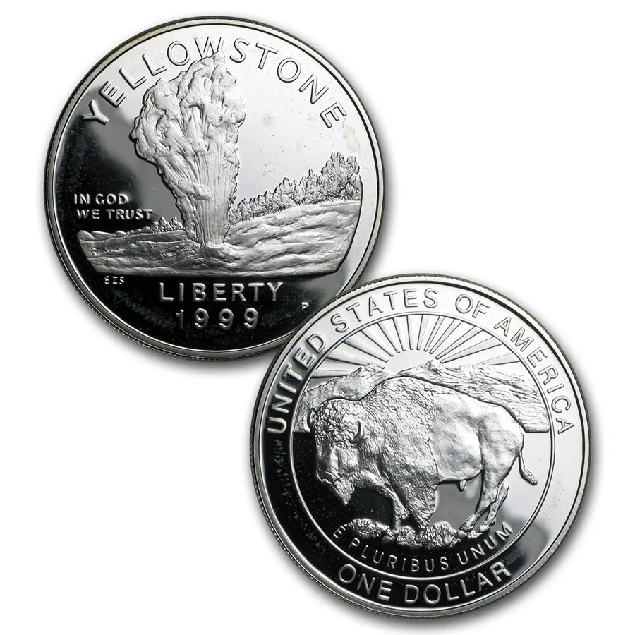 1999-P 2-Coin Yellowstone National Park BU & PF Set (Box & COA) - Image 2