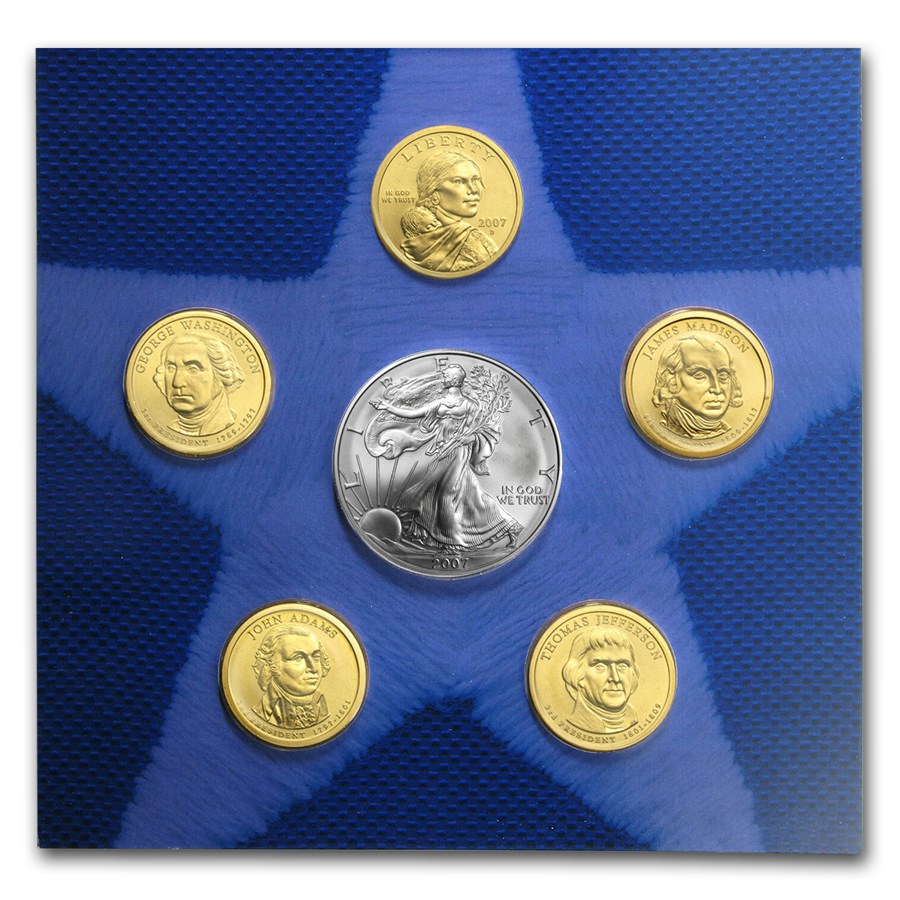 2007 U.S. Mint Uncirculated Dollar Set (w/Burnished Silver Eagle) - Image 2