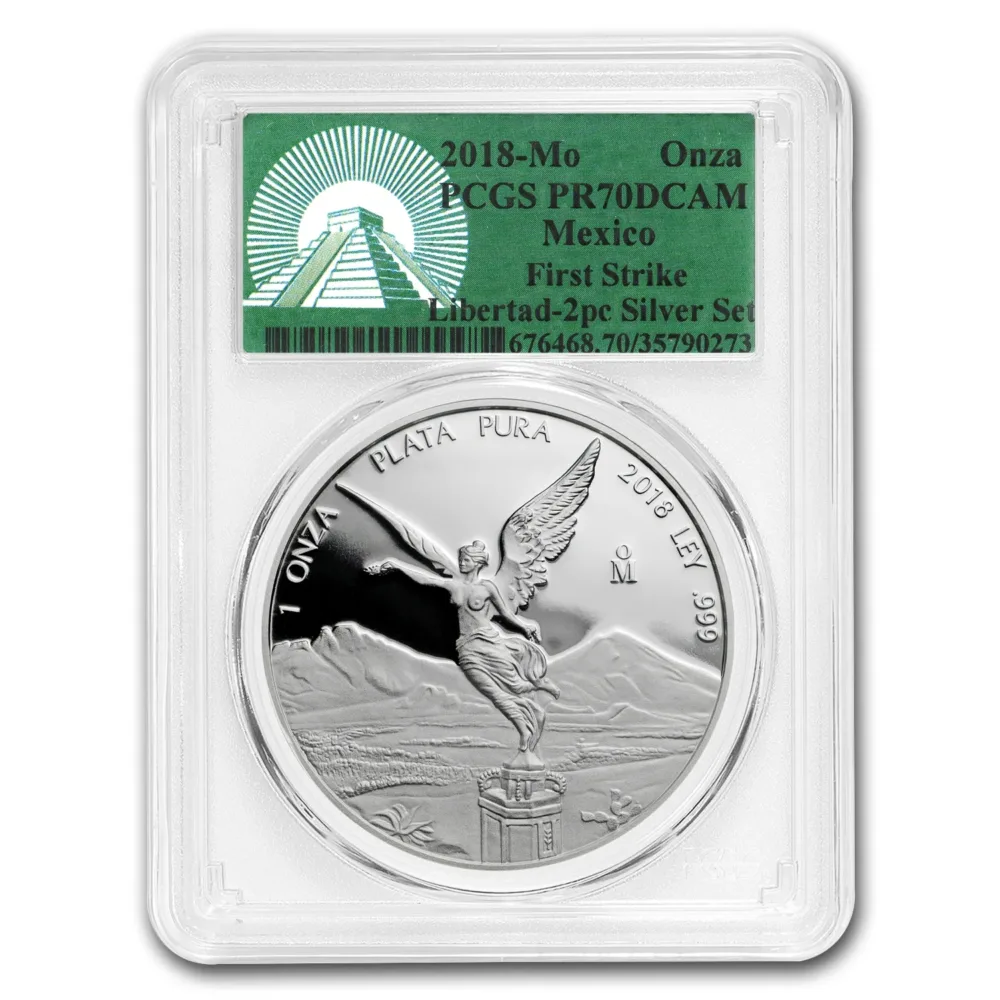 2018 Mexico 2-Coin Silver Libertad Set Proof/Reverse PR-70 PCGS - Image 2