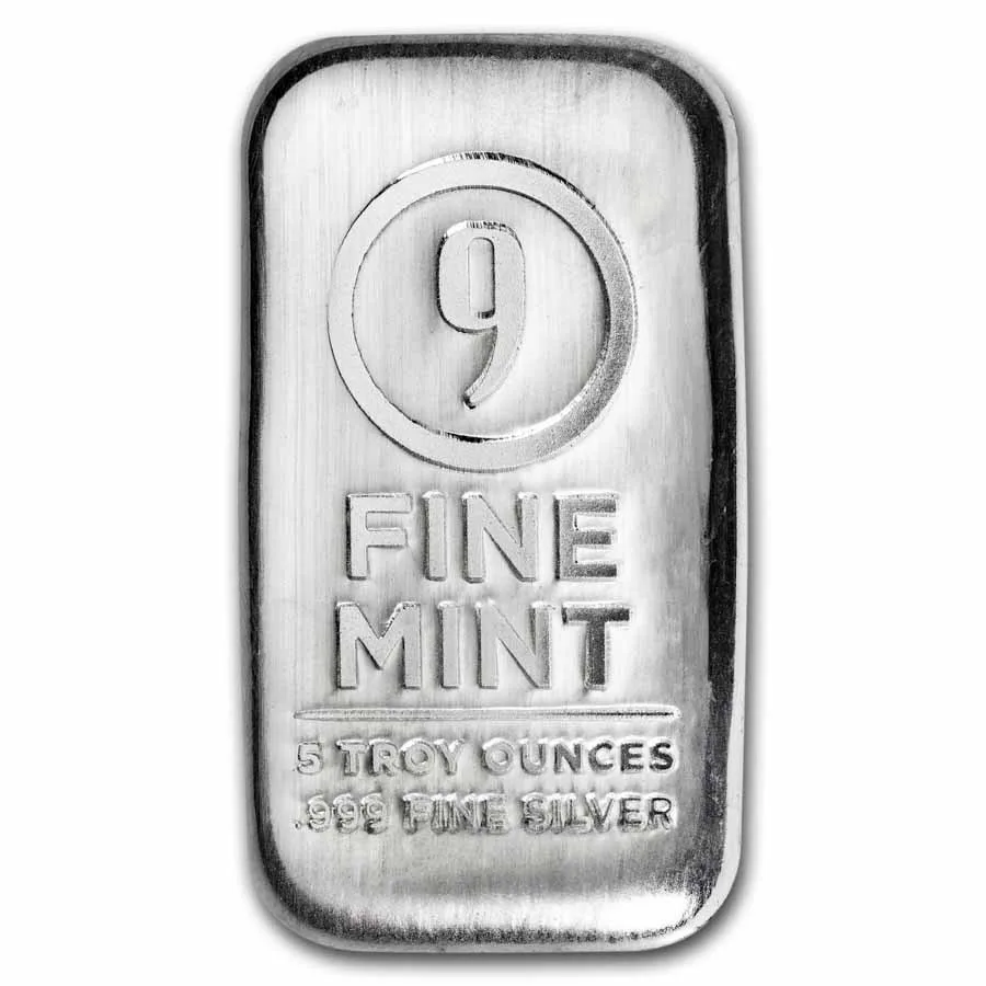 5 oz Cast-Poured Silver Bar- 9Fine Mint - Image 2