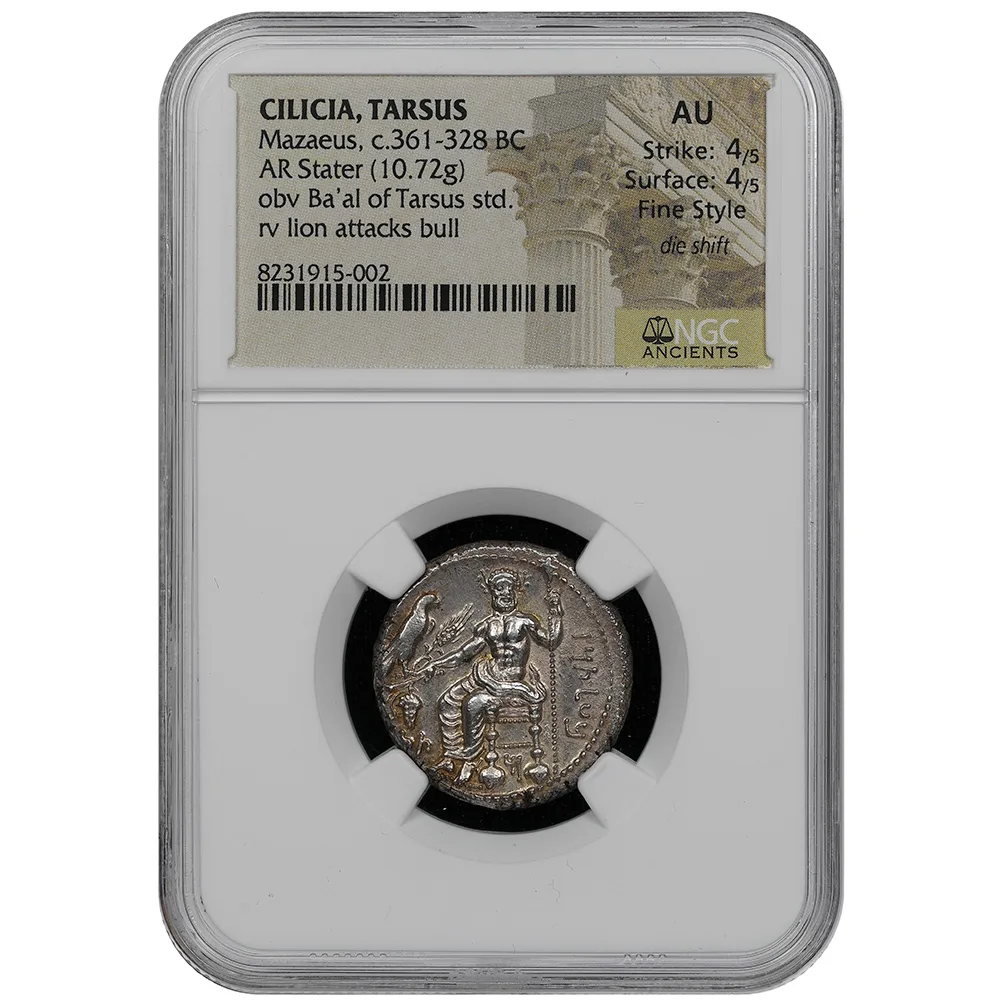 Mazaeus Cilicia Tarsus AR Stater 361-328 BC NGC AU 4/5 Strike Fine Style
