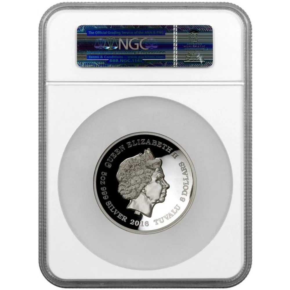 2016 5 oz Silver Proof High Relief U.S.S. ENTERPRISE Coin – STAR TREK NGC PF70 UC (William Shatner Signed Label)
