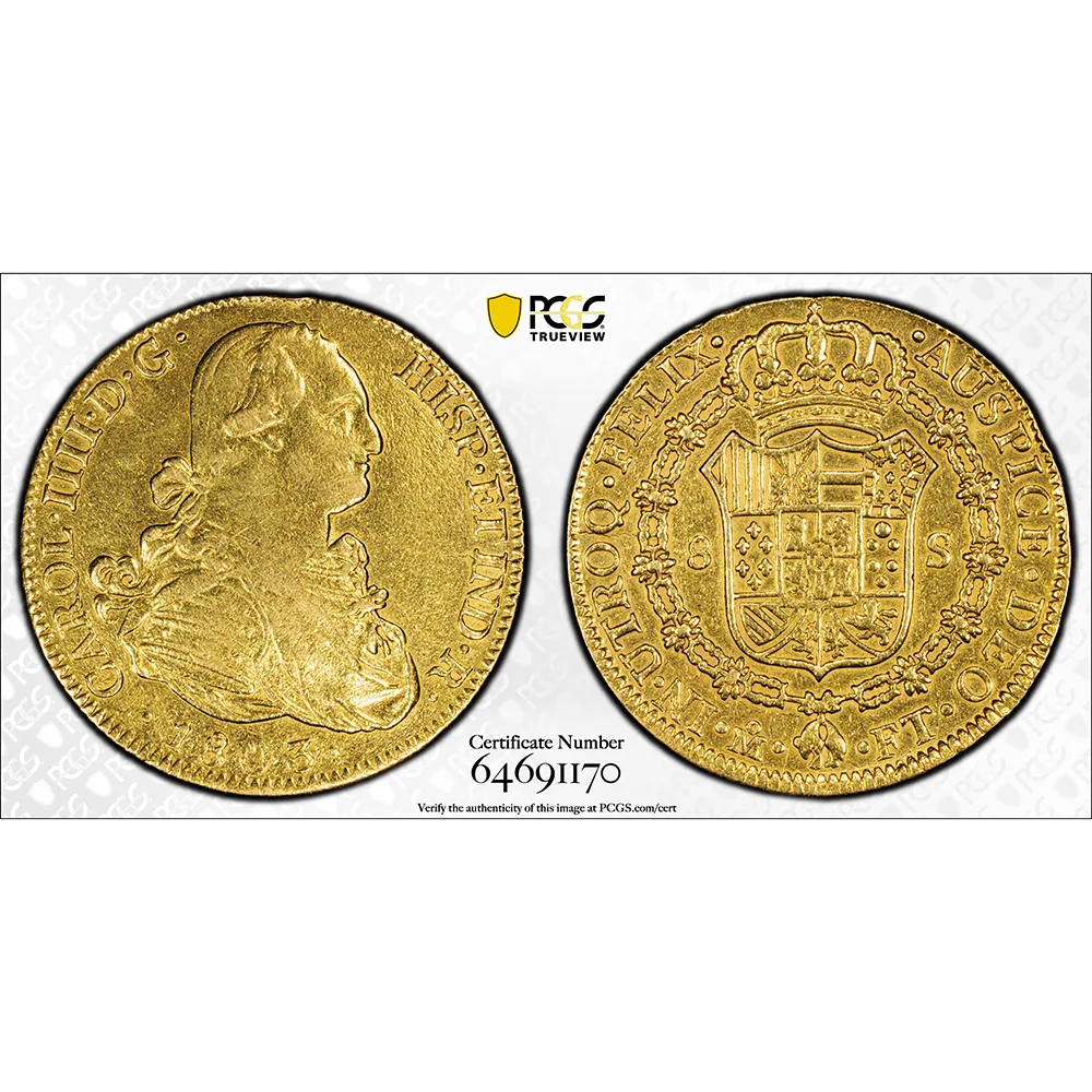 1803-Mo FT Mexico 8 Escudo PCGS XF Detail
