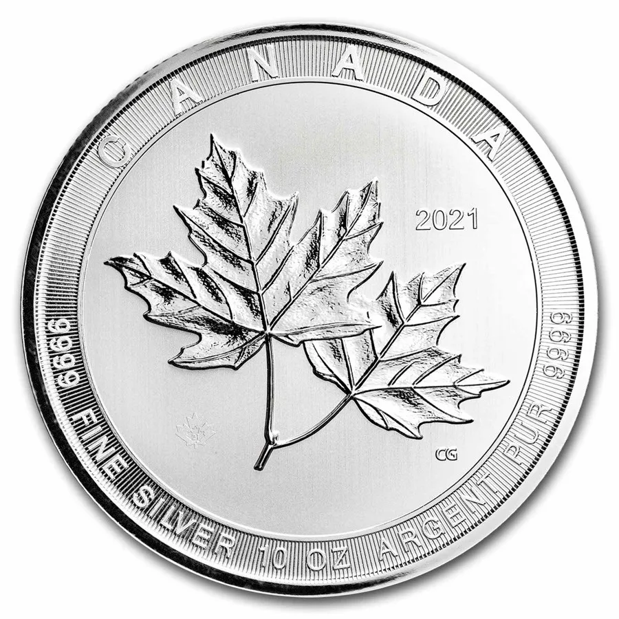 2021 Canada 10 oz Silver $50 Magnificent Maple Leaves BU