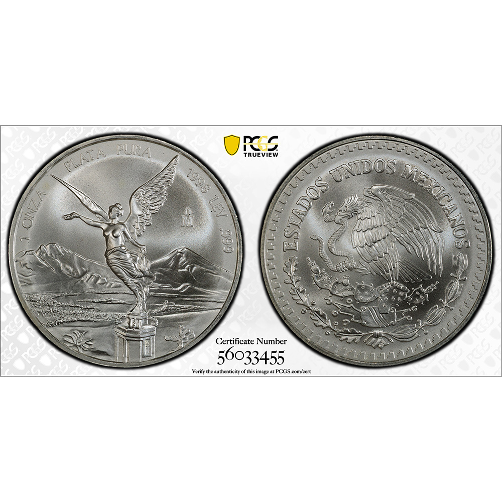1998 Mexico 1 oz Silver Libertad-Set PCGS MS 69-67 - Image 2
