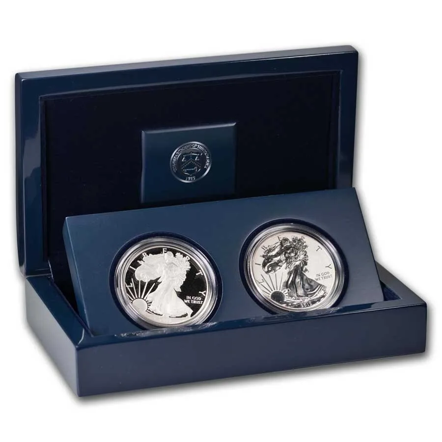 2012-S 2-Coin American Silver Eagle Set (75th Anniv) (w/Box & COA)