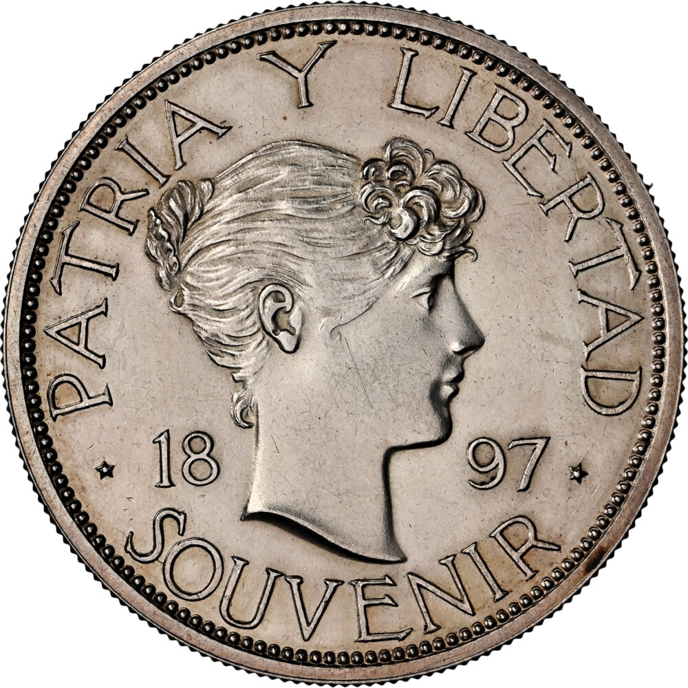 1897 Souvenir Peso Cuba Silver Coin NGC AU-Detail KM-M3