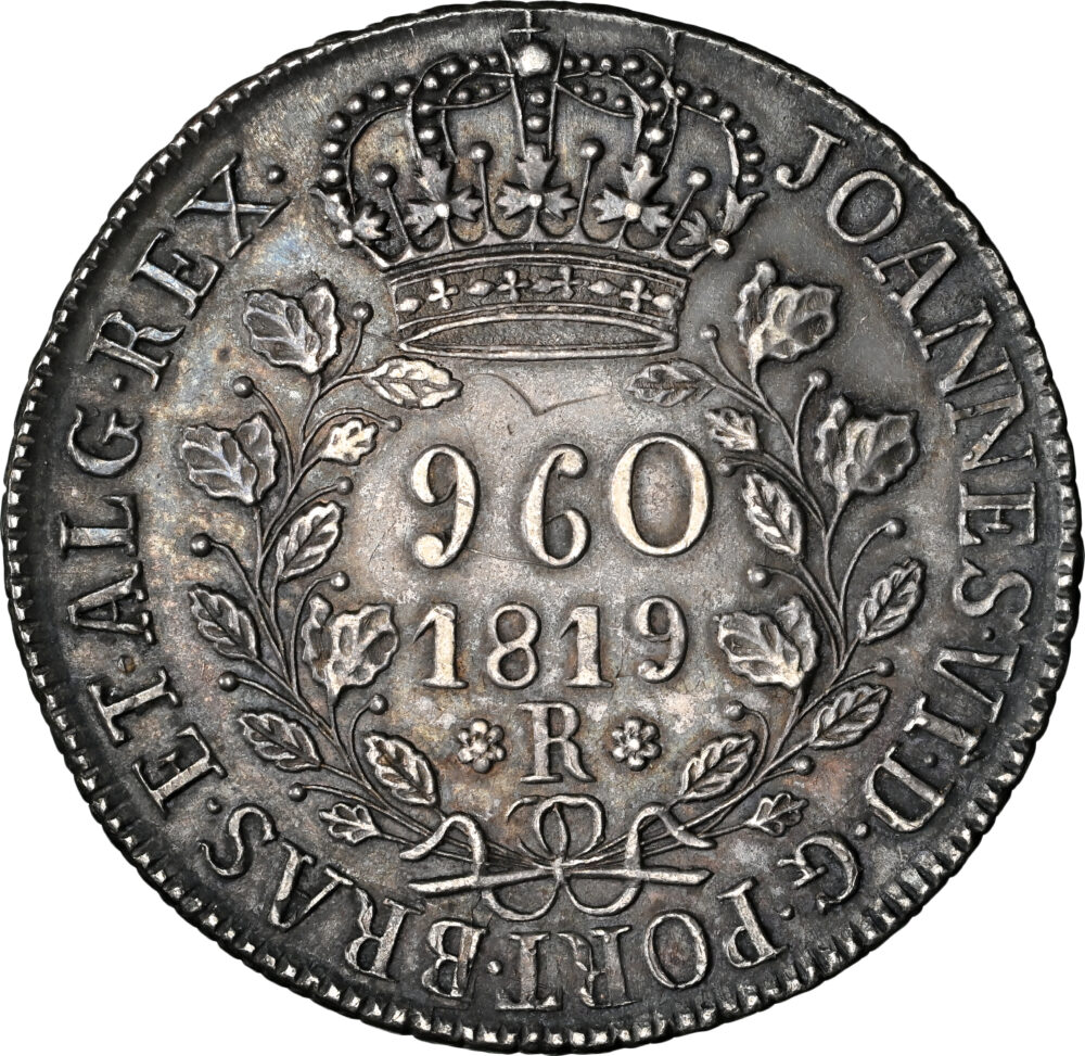 1819-R Brazil 960 Reis Struck Over 1818 Mexico 8 Reales NGC AU 58 - Image 2