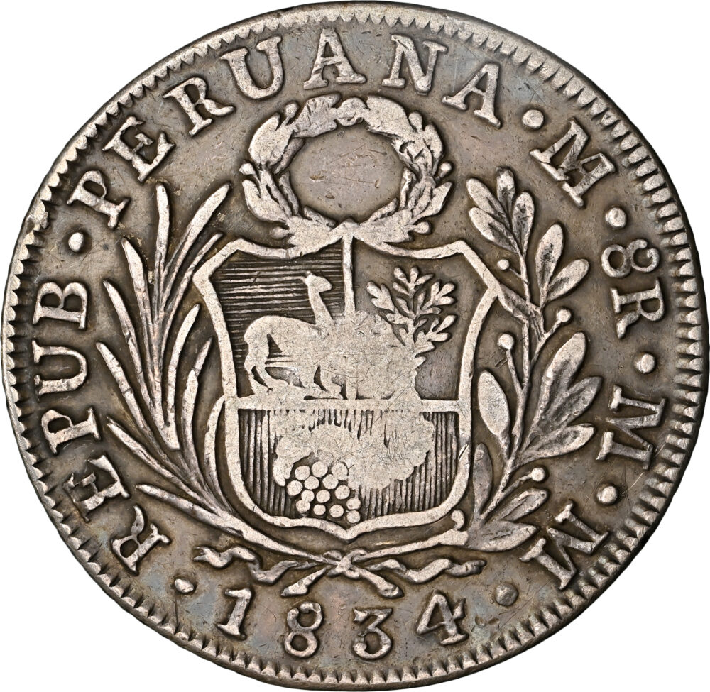 1834-37 Philippine 8 Reales Crowned Y.II. C/S On Peru 8 Reales - Image 4