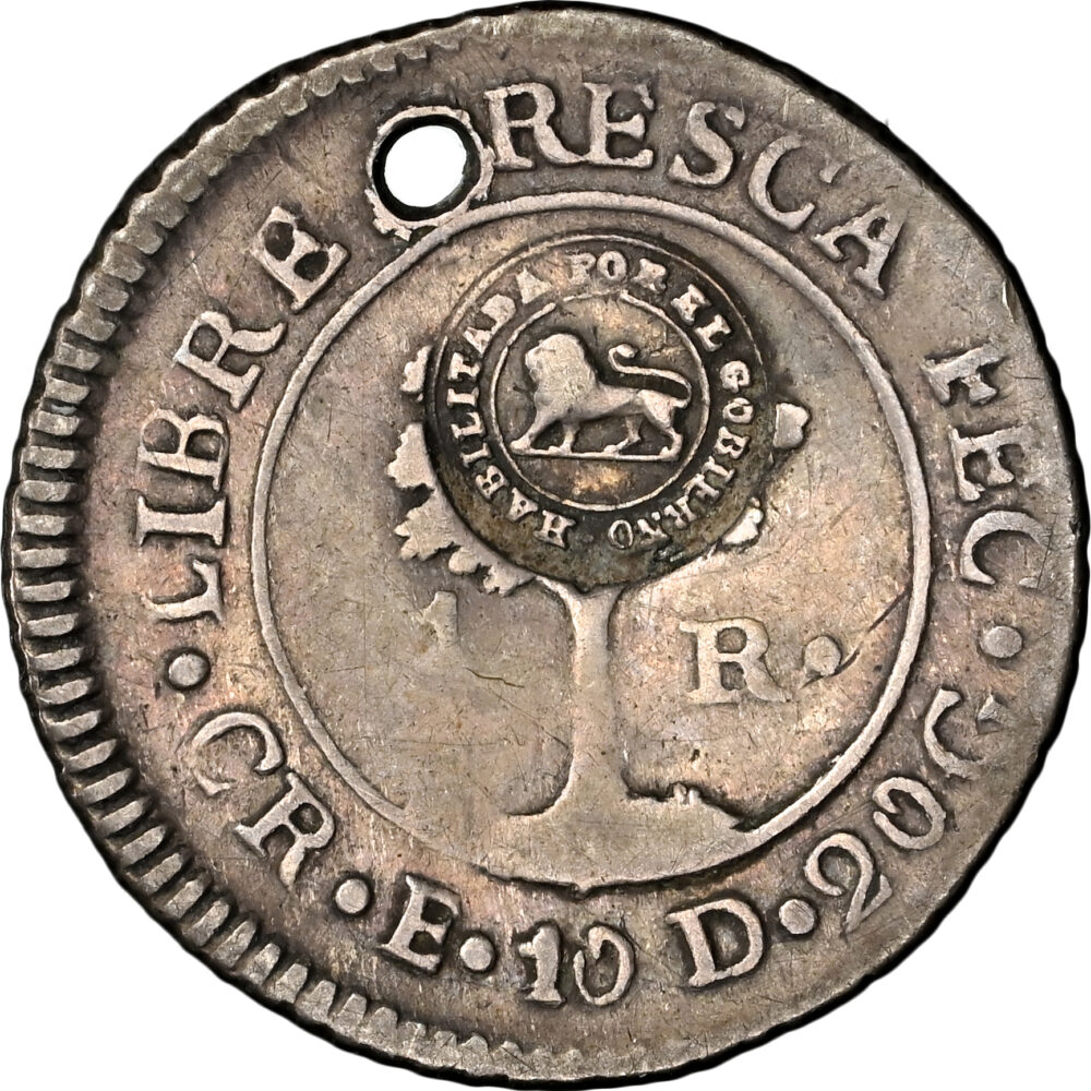 1849 Costa Rica Silver 1/2 Real Counter Stamp NGC VF Details Countermark