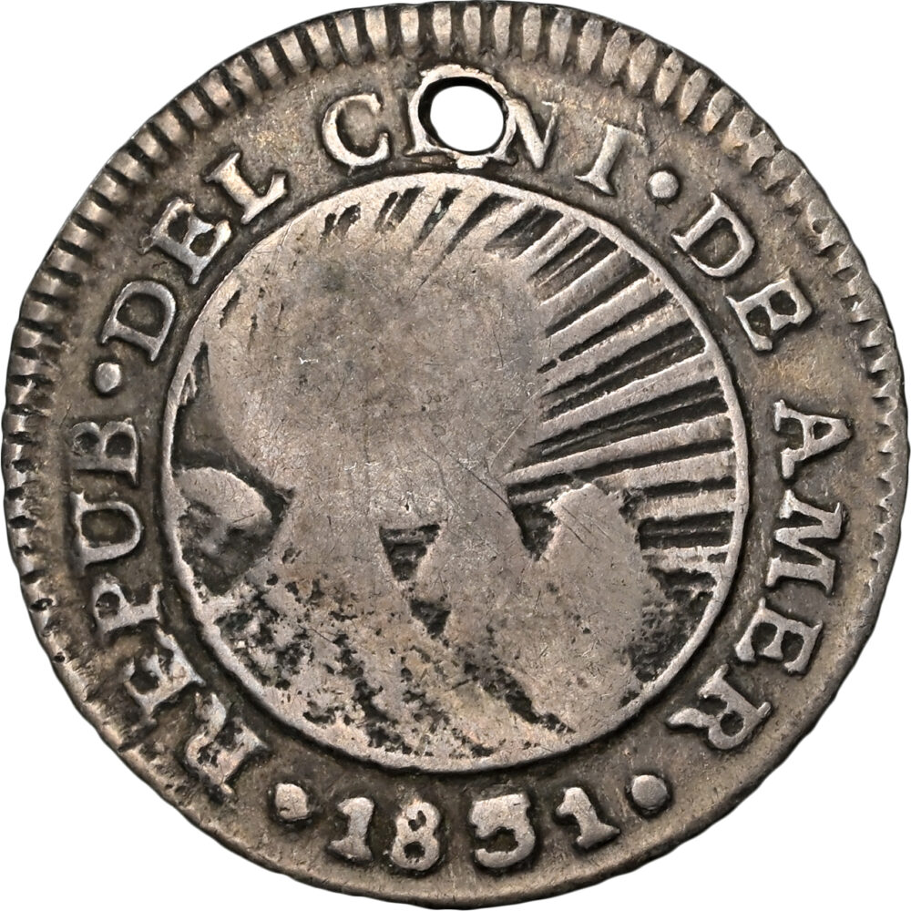 1849 Costa Rica Silver 1/2 Real Counter Stamp NGC VF Details Countermark