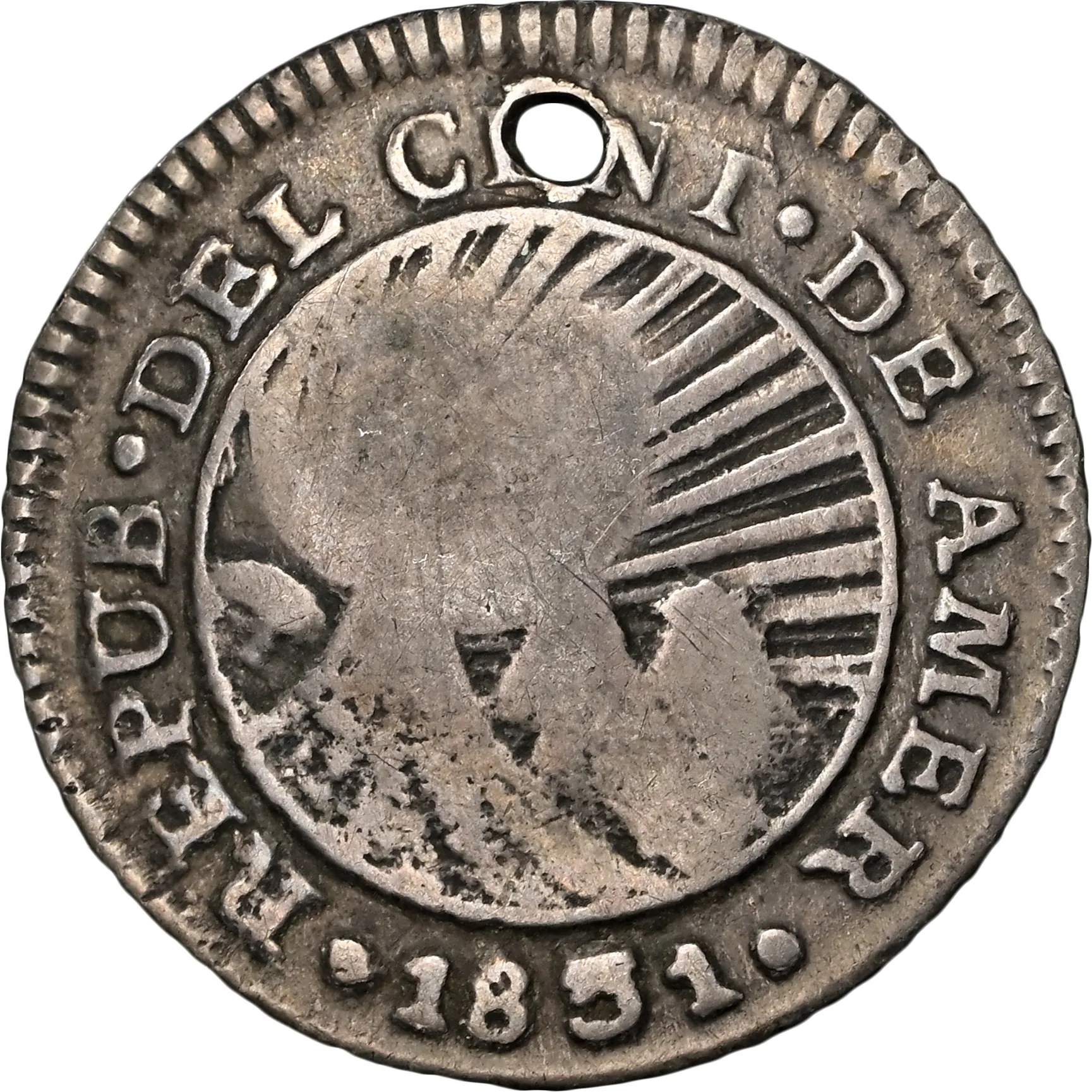 1849 Costa Rica Silver 1/2 Real Counter Stamp NGC VF Details Countermark