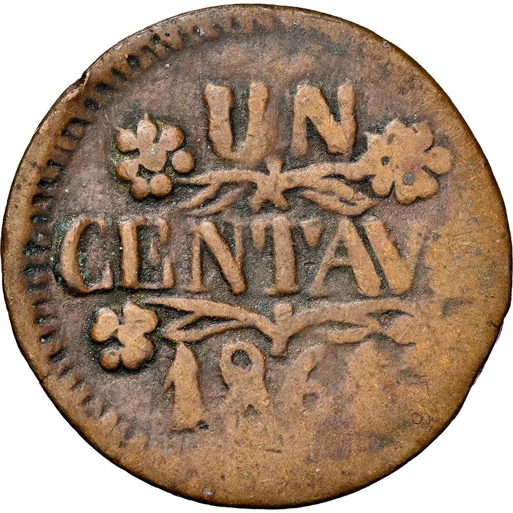 1861 Mexico Centavo Campeche Local Issue NGC VF 25