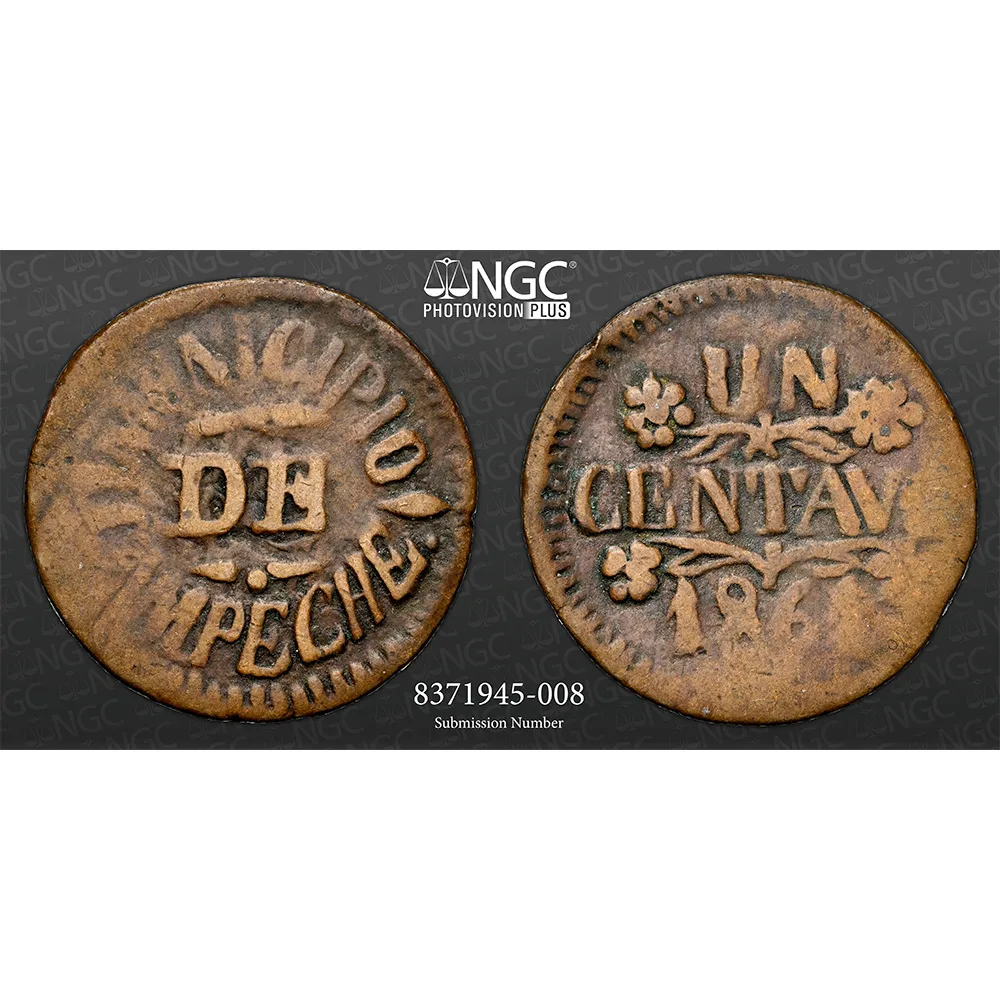 1861 Mexico Centavo Campeche Local Issue NGC VF 25