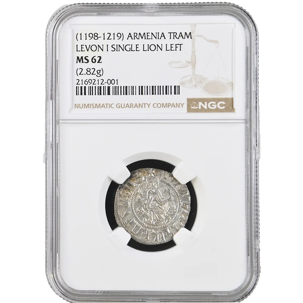 1198-1219 Armenia Silver Half Double Tram Levon I NGC MS 62