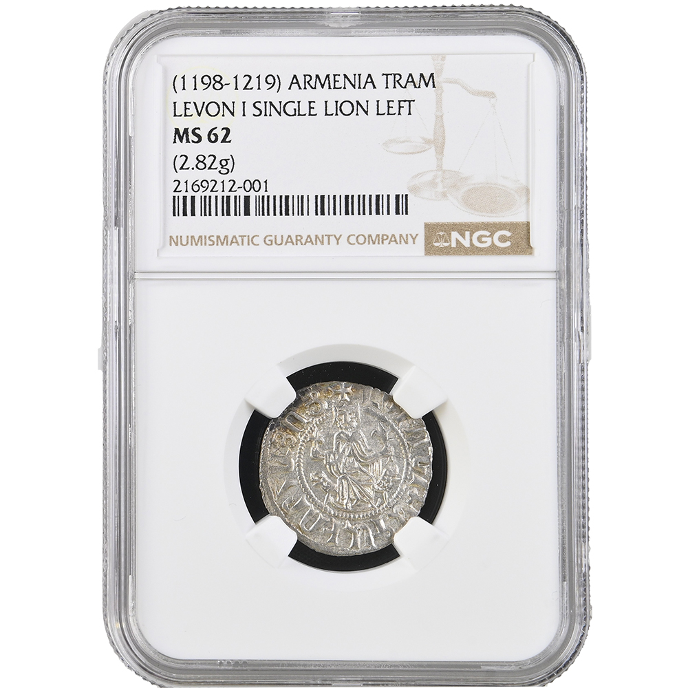 1198-1219 Armenia Silver Half Double Tram Levon I NGC MS 62