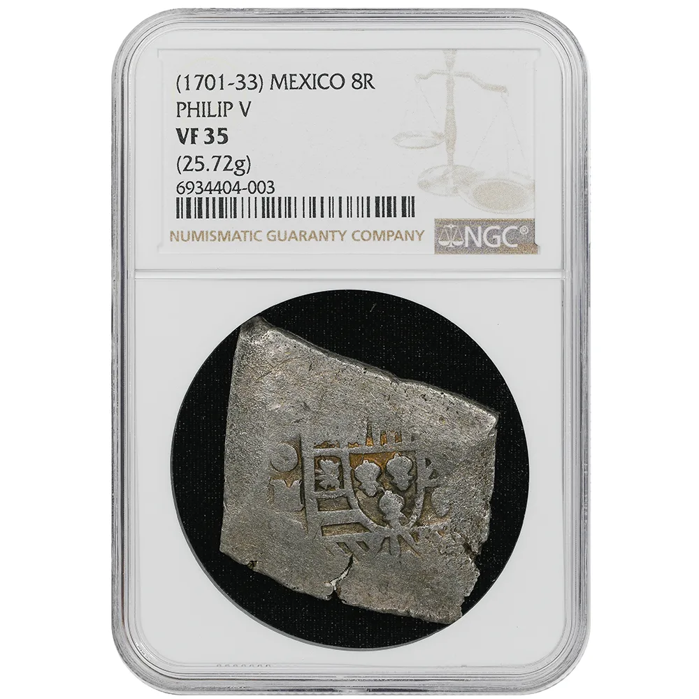 1701-33 Mexico 8 Reales Cob Philip V NGC VF 35