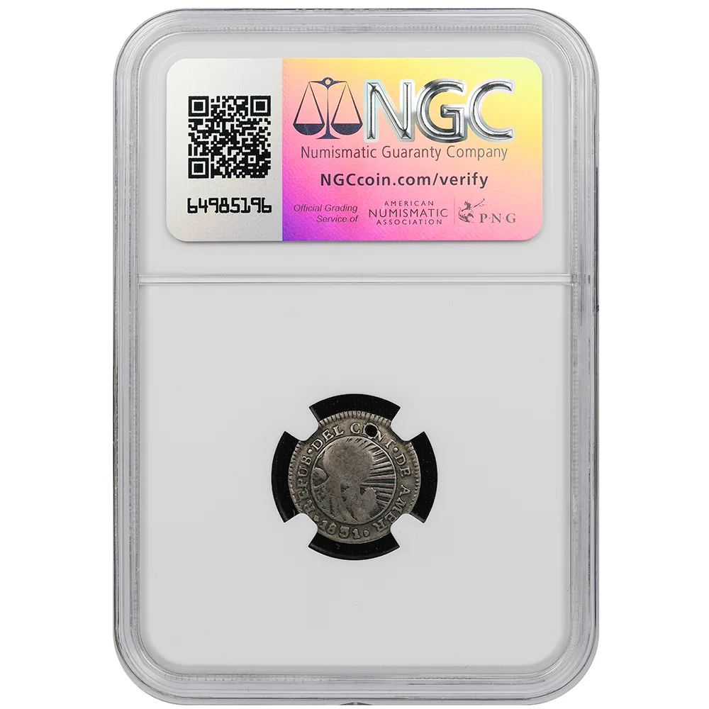 1849 Costa Rica Silver 1/2 Real Counter Stamp NGC VF Details Countermark