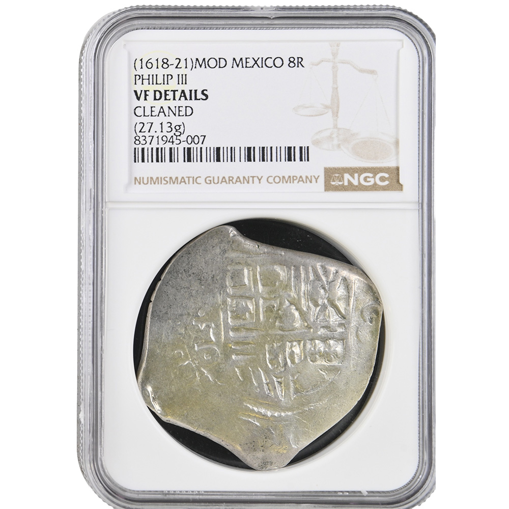 1618-21 MOD Mexico 8 Reales Cob Philip III NGC VF Detail